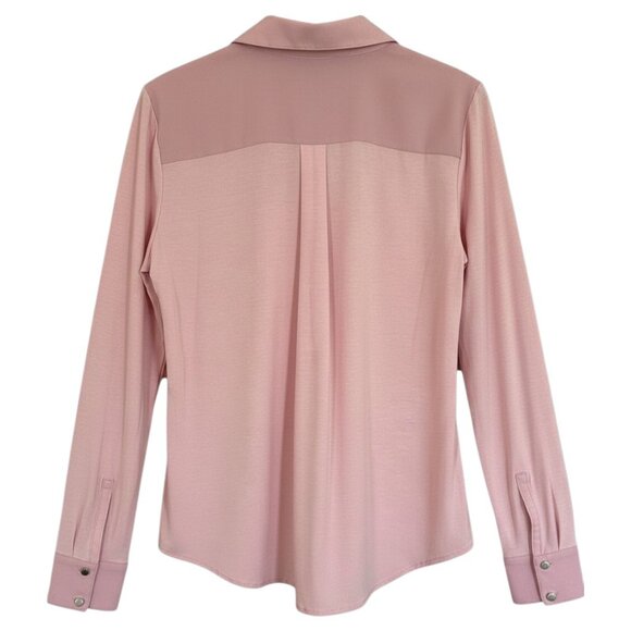 White House Black Market Blush Pink Button Up Shirt Soft Stretch Work Blouse XS - Picture 6 of 8